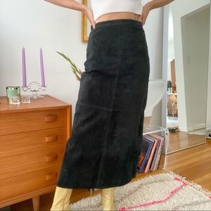Patchwork suede maxi skirt